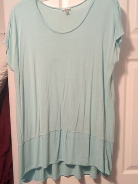Avenue Light Aqua Short Sleeve Scoop Neck Tunic